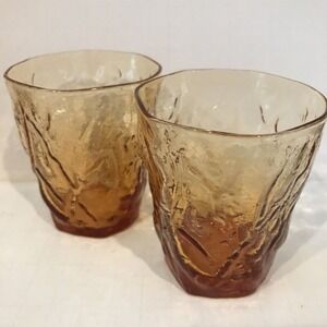 Morgantown Seneca Driftwood Amber‎ 6 Oz glass set of 2